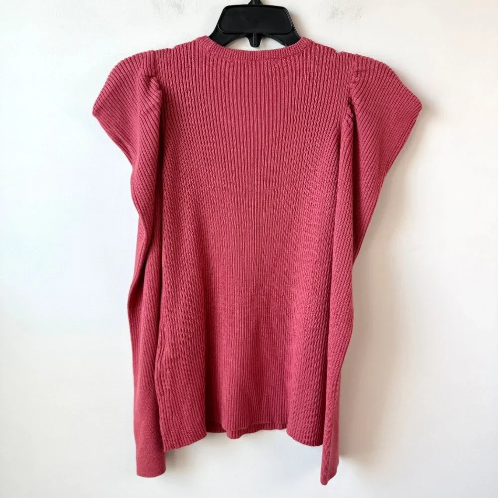 Joe's Jeans Wool Blend Rib Sweater Womens Size S Slate Rose Puff Sleeves‎ Fitted